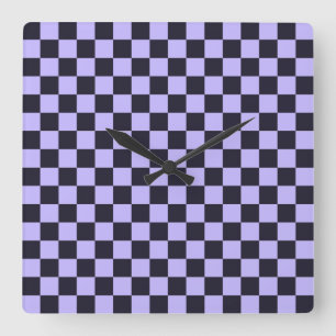 Horloge Carrée damier lilas français