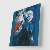 Horloge Carrée dancer and wolves (Angle)