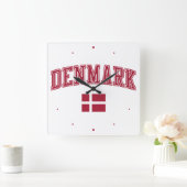 Horloge Carrée Danemark + Drapeau (Maison)