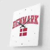 Horloge Carrée Danemark + Drapeau (Angle)