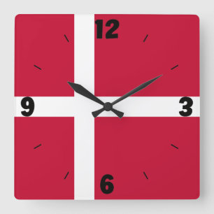 Horloge Carrée Danemark National Drapeau Patriotique