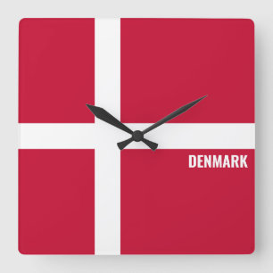 Horloge Carrée Danemark National Drapeau Patriotique