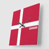 Horloge Carrée Danemark National Drapeau Patriotique (Angle)