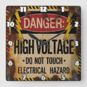 Horloge Carrée Danger : Tension élevée, danger électrique (Recto)