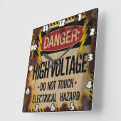 Horloge Carrée Danger : Tension élevée, danger électrique (Angle)
