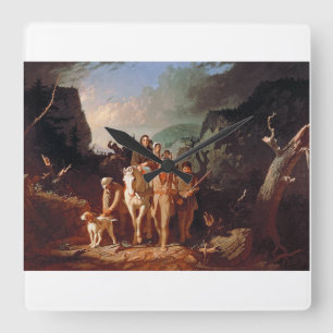 Horloge Carrée Daniel Boone escorte les colons