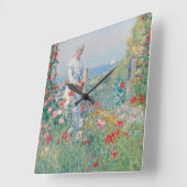 Horloge Carrée Dans un tableau de jardin (Angle)