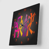 Horloge Carrée Danse Abstraite multicolore amusante (Angle)