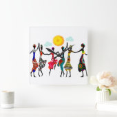 Horloge Carrée Danse africaine d'éloge (Maison)