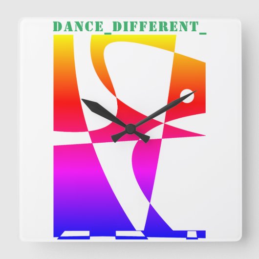 Horloge Carrée DANSE_DIFFÉRENT_ Arc-en-ciel (Recto)