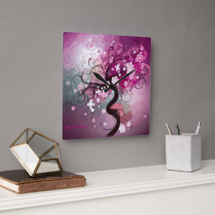 Horloge Carrée Danse Enchantée Cherry