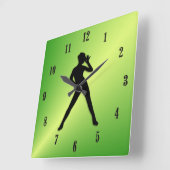 Horloge Carrée Danse moderne vert (Angle)