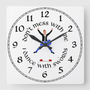 Horloge Carrée Danseur d'épée écossais - Ghillie Callum
