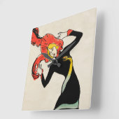 Horloge Carrée Danseuse Art nouveau Jane Avril par Toulouse Lautr (Angle)