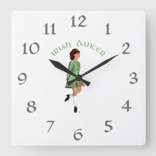 Horloge Carrée Danseuse de step irlandais - Vert