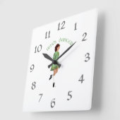 Horloge Carrée Danseuse de step irlandais - Vert (Angle)