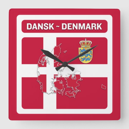 Horloge Carrée Dansk Denmark Flag (Recto)