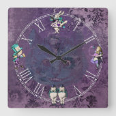Horloge Carrée Dark Alice Deep Purple Wonderland (Recto)