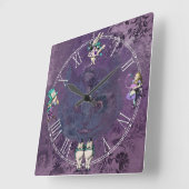 Horloge Carrée Dark Alice Deep Purple Wonderland (Angle)
