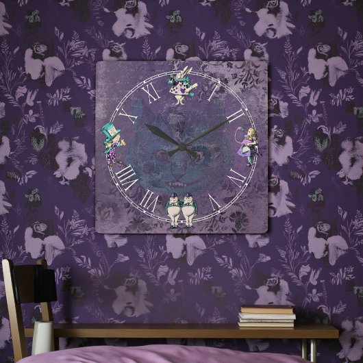 Horloge Carrée Dark Alice Deep Purple Wonderland
