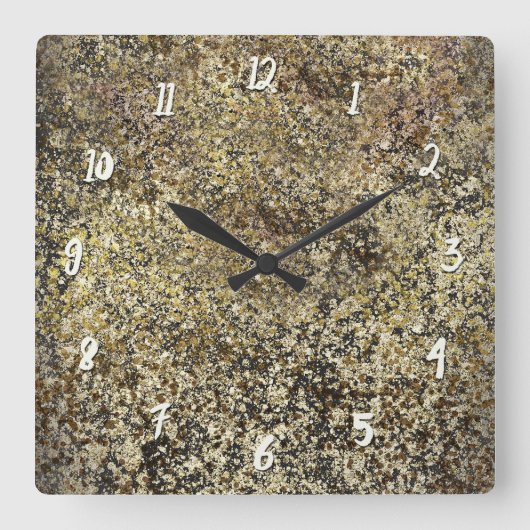 Horloge Carrée Dark Gold Glitter Crackle Modern Chic Glam Sparkle (Recto)