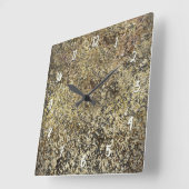 Horloge Carrée Dark Gold Glitter Crackle Modern Chic Glam Sparkle (Angle)