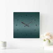 Horloge Carrée Dark Green Metallic Design Brushed Steel Look (Maison)