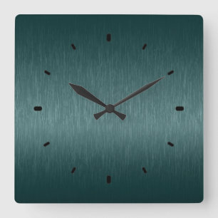 Horloge Carrée Dark Green Metallic Design Brushed Steel Look