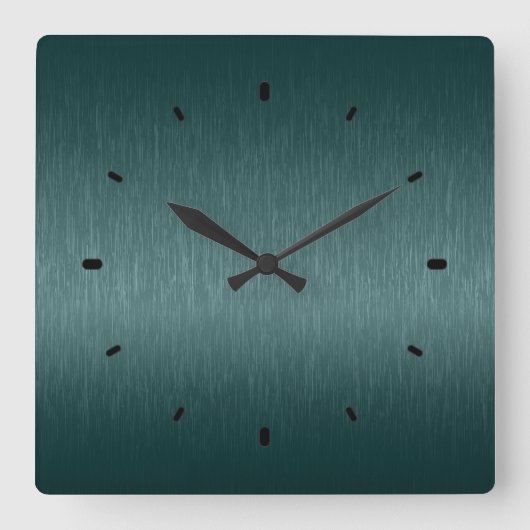 Horloge Carrée Dark Green Metallic Design Brushed Steel Look (Recto)