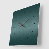 Horloge Carrée Dark Green Metallic Design Brushed Steel Look (Angle)