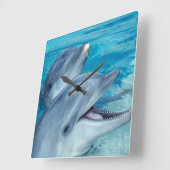 Horloge Carrée dauphins (Angle)