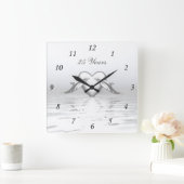 Horloge Carrée Dauphins et cœur pour les noces d'argent (Maison)