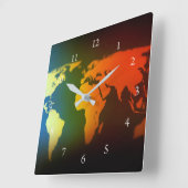 Horloge Carrée Day and night world map clock (Angle)