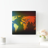 Horloge Carrée Day and night world map clock (Maison)