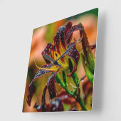 Horloge Carrée Daylily Black Plush (Angle)