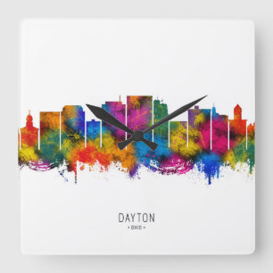 Horloge Carrée Dayton Ohio Skyline