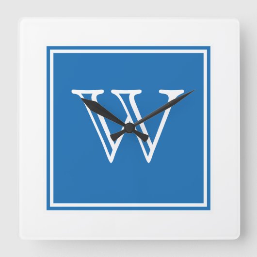 Horloge carrée de monogramme de bleu (Recto)