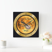 Horloge Carrée ~ d'échelle musicale de ~ de banjo de ~ "au-dessus (Maison)