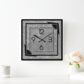 Horloge Carrée Déco argenté (Maison)