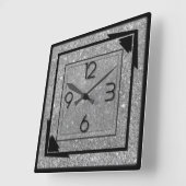 Horloge Carrée Déco argenté (Angle)