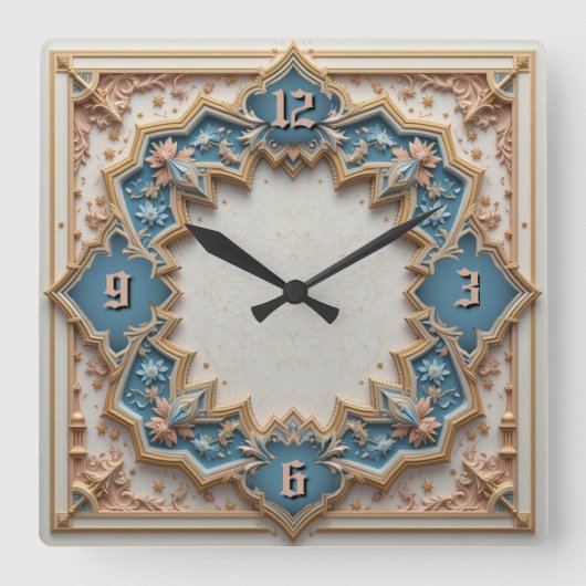 Horloge Carrée Déco menthe (Recto)