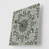 Horloge Carrée Déco noir gris vert gris abstrait (Angle)