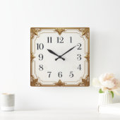 Horloge Carrée Déco Or (Maison)