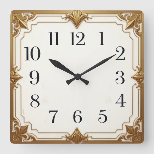 Horloge Carrée Déco Or (Recto)