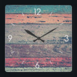 Horloge Carrée Décodeur de Vintage Stripe Design Rustic Country W<br><div class="desc">This is a beautiful Vintage Blue Green Yellow Colorov Stripe Design Rustic Country Tuscan Style Wooden Decorative square wall clock. It is a perfect addition to your kitchen, bathroom, menacom, family room or business. This clock veut add charm to any room in your home. This vintage wall clock can be...</div>
