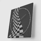 Horloge Carrée Décor à lames en fibre de carbone (Angle)