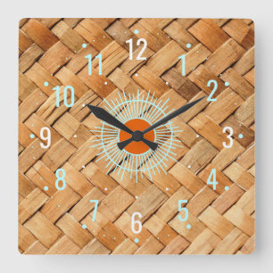 Horloge Carrée Décor antique en rotin - Occidental