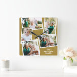 Horloge Carrée Décor de famille moderne moutarde multi photo<br><div class="desc">Moderne moutarde simple contemporain élégant multi photo décoration familiale horloge. Idéal anniversaire,  Noël,  anniversaire,  Fête des mères,  fête des pères,  nouvelle maison,  cadeau mariage.</div>