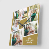 Horloge Carrée Décor de famille moderne moutarde multi photo (Angle)