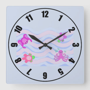 Horloge Carrée Décor de la crèche des critères de la mer
